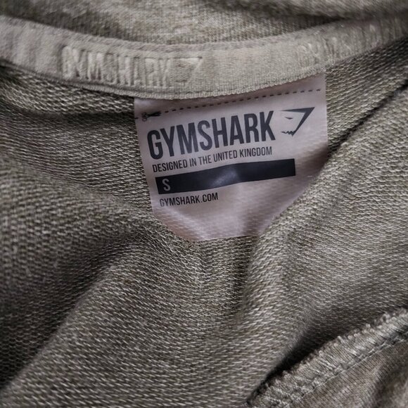 Gymshark Cross Back Marl Khaki Pull Over Hoodie Active Cropped Sweatshirt - Picture 3 of 10